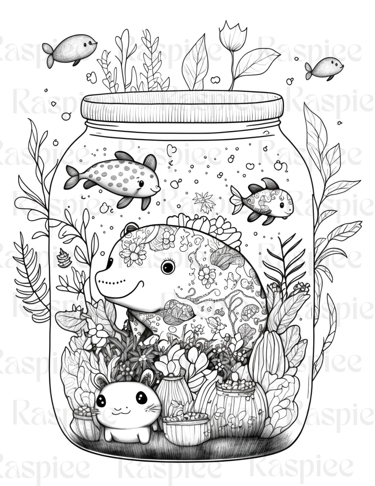 100 Animal in Jar Coloring Pages, Printable Coloring Pages for Kids and Adults, Printable PDF File Instant Download