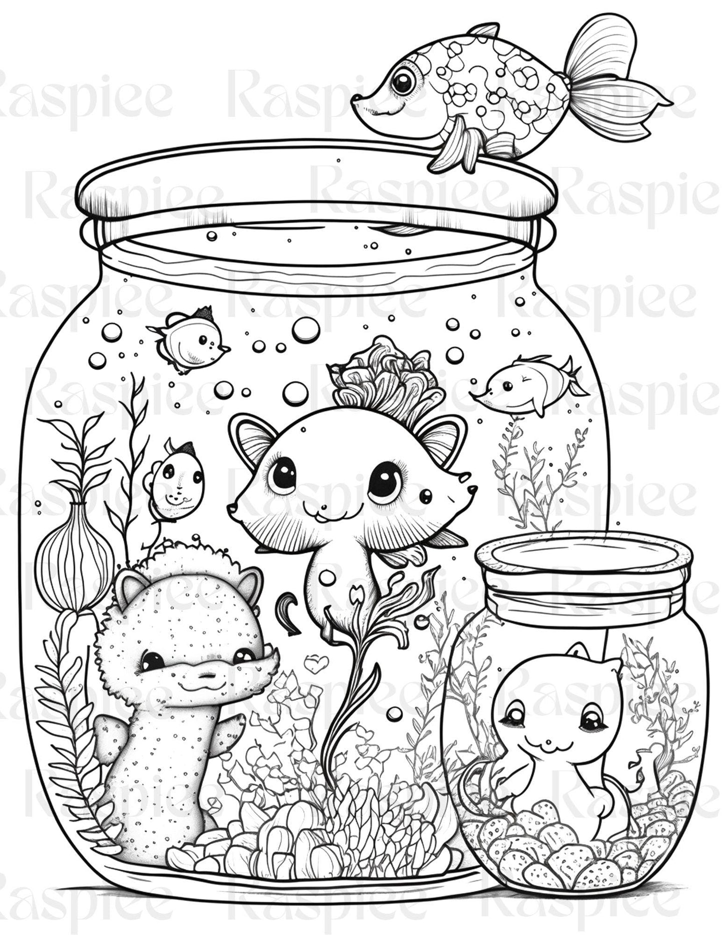 100 Animal in Jar Coloring Pages, Printable Coloring Pages for Kids and Adults, Printable PDF File Instant Download