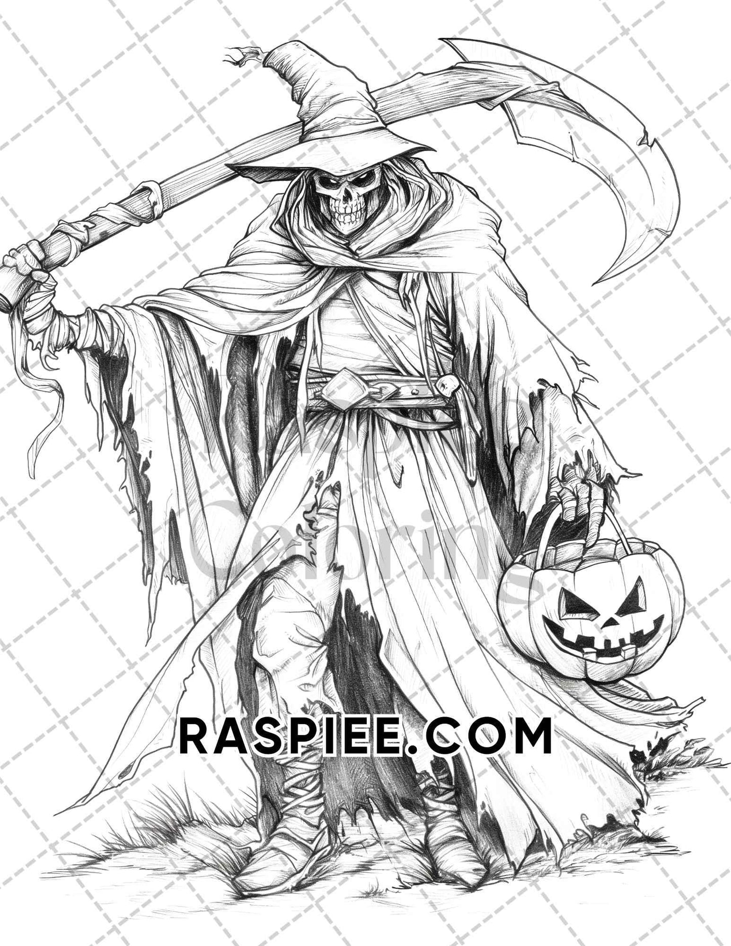 Spooky Pumpkin Halloween Adult Coloring Pages Printable PDF Instant Download