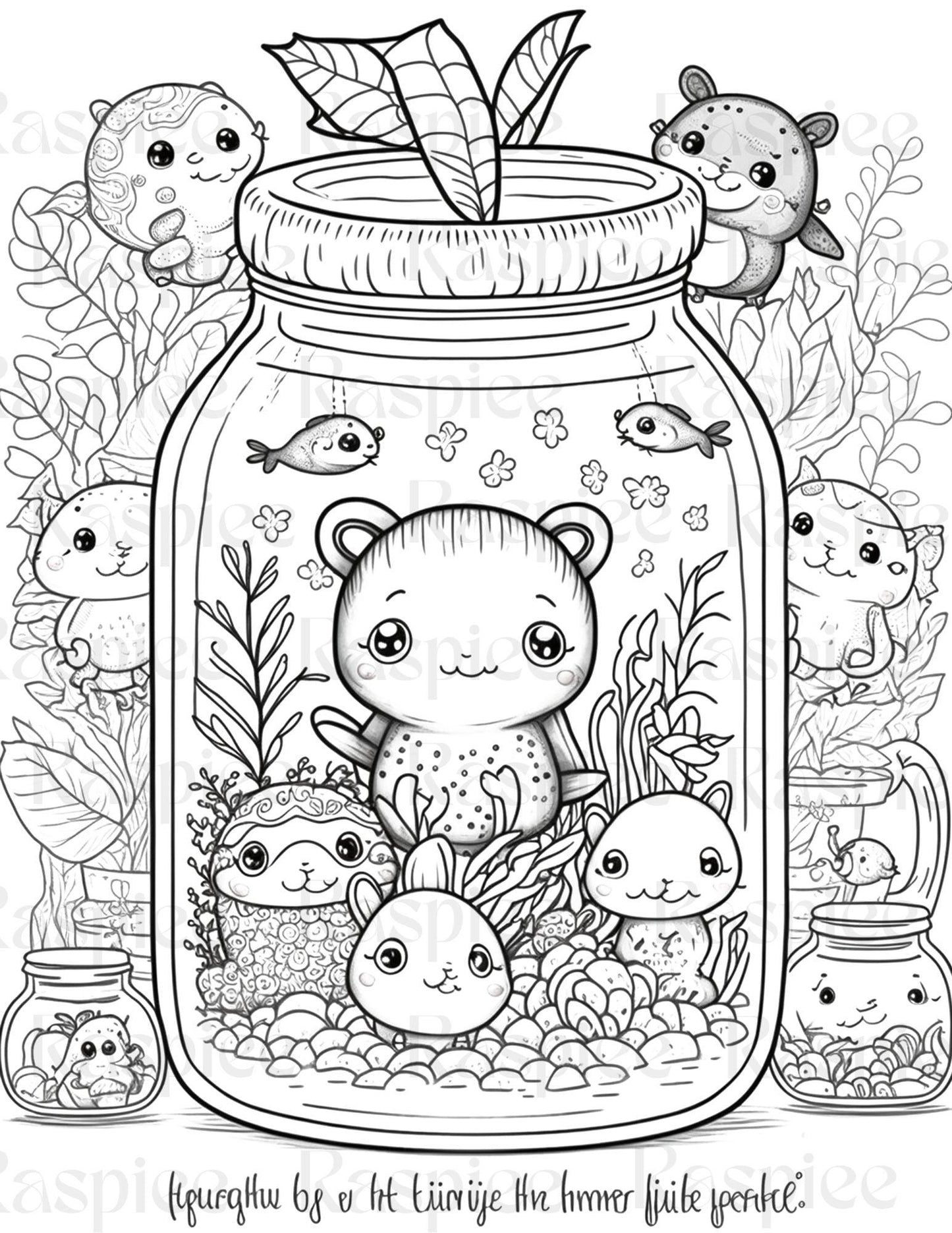 100 Animal in Jar Coloring Pages, Printable Coloring Pages for Kids and Adults, Printable PDF File Instant Download