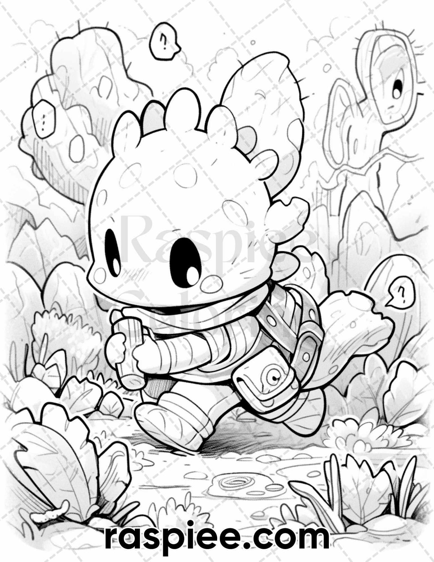 60 Cute Cactus Adventure Grayscale Coloring Pages for Adults, Printable PDF Instant Download