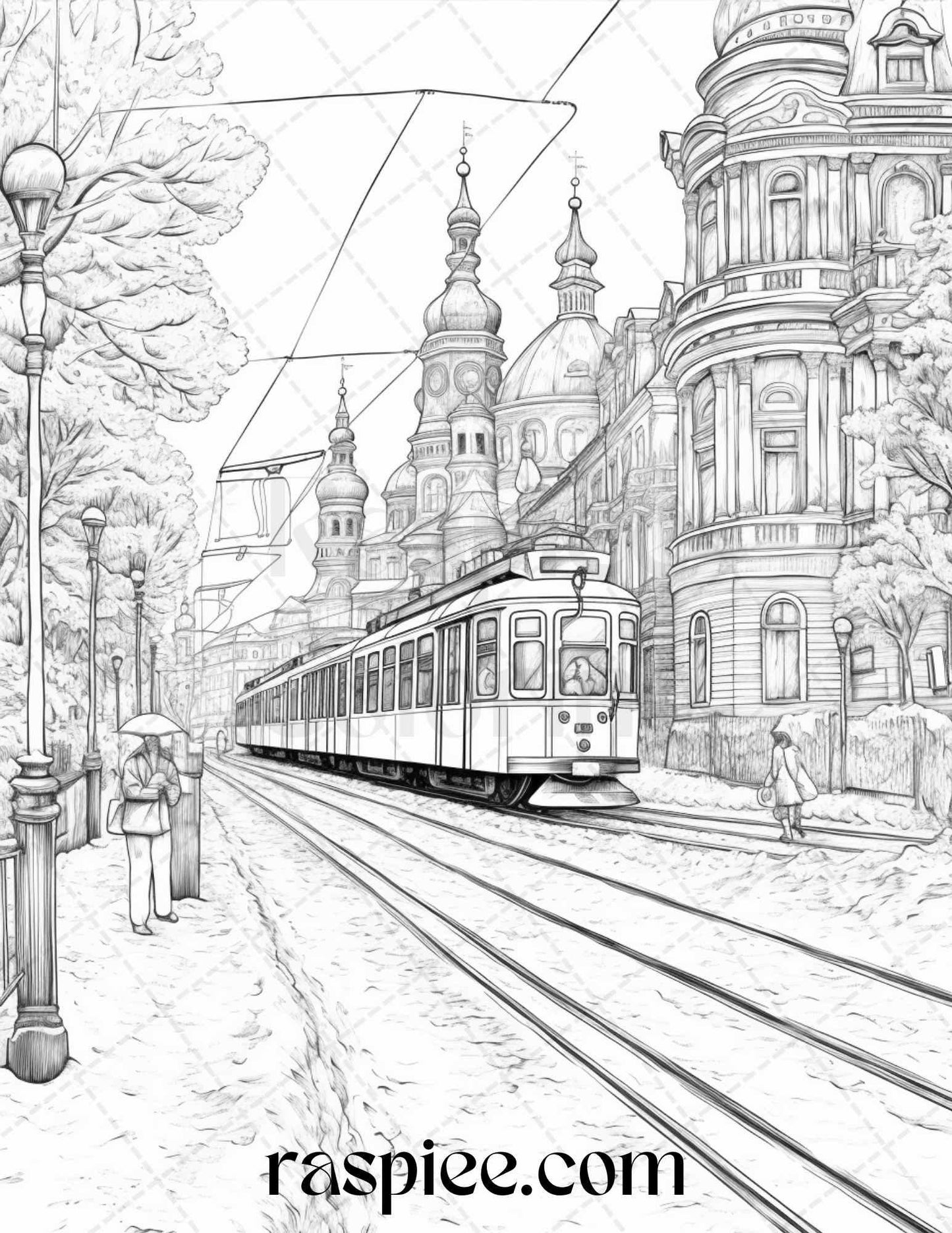 Winter Scenery Grayscale Coloring Pages Printable, Relaxing Snowy Landscapes, PDF File Instant Download