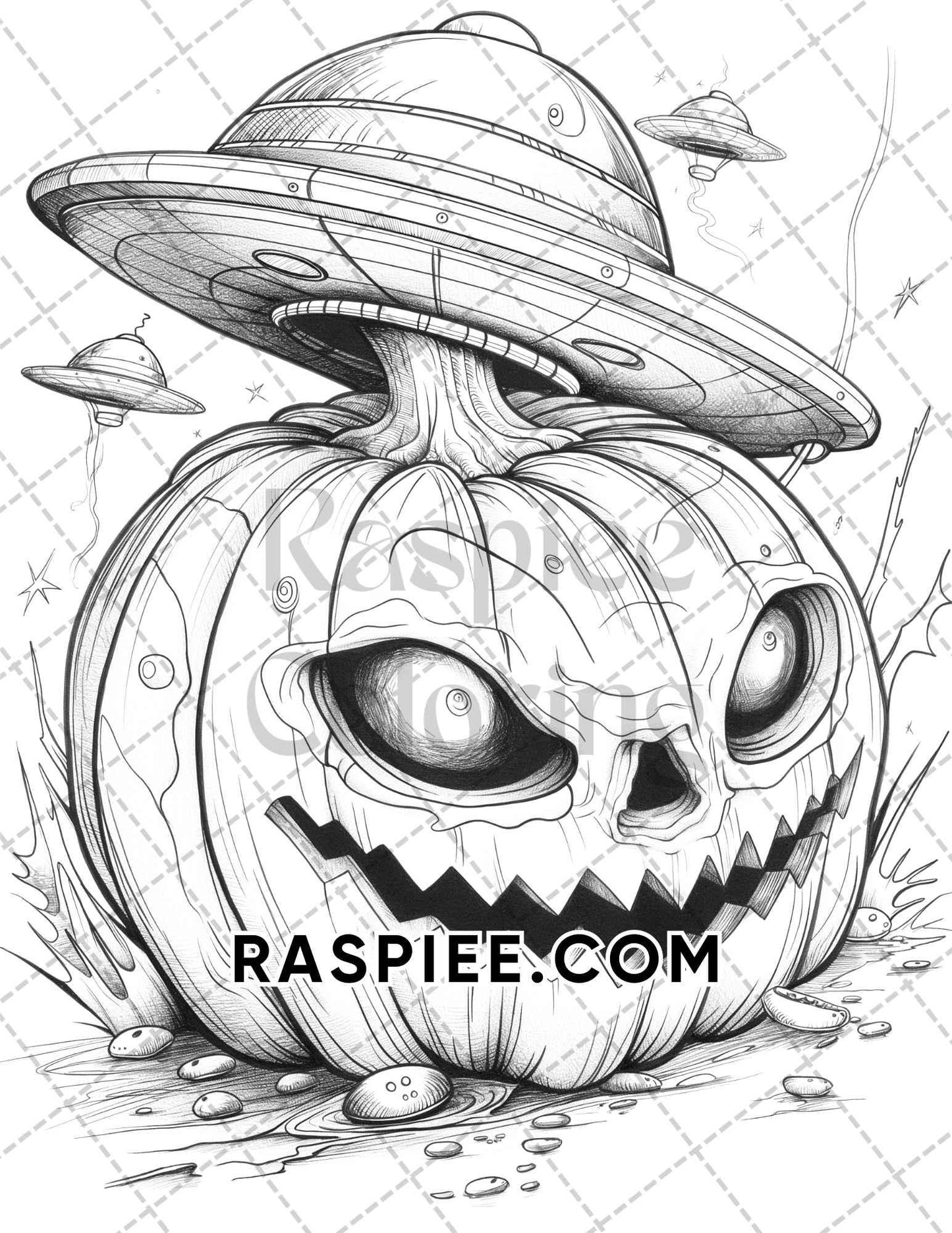 Spooky Pumpkin Halloween Adult Coloring Pages Printable PDF Instant Download