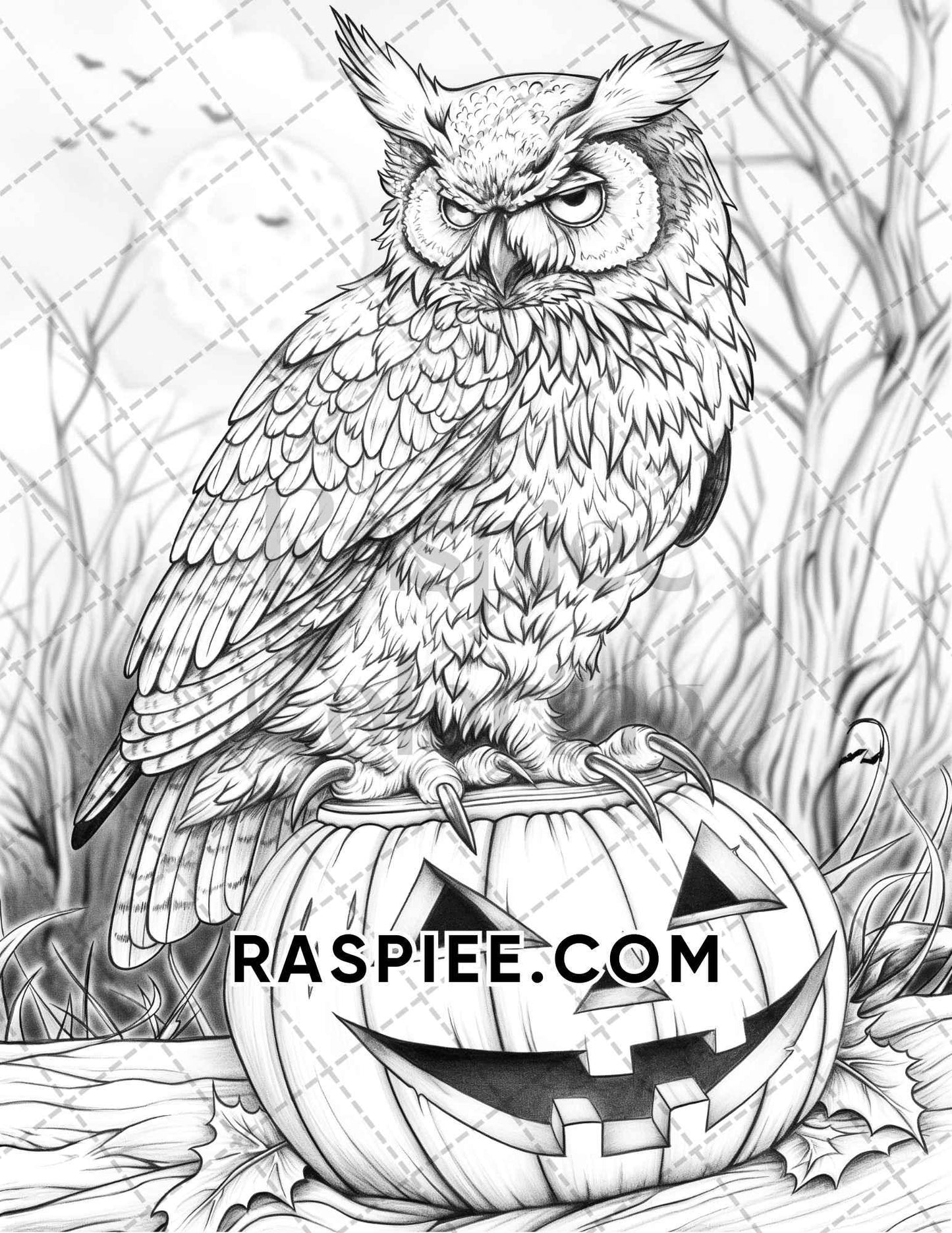 Spooky Pumpkin Halloween Adult Coloring Pages Printable PDF Instant Download
