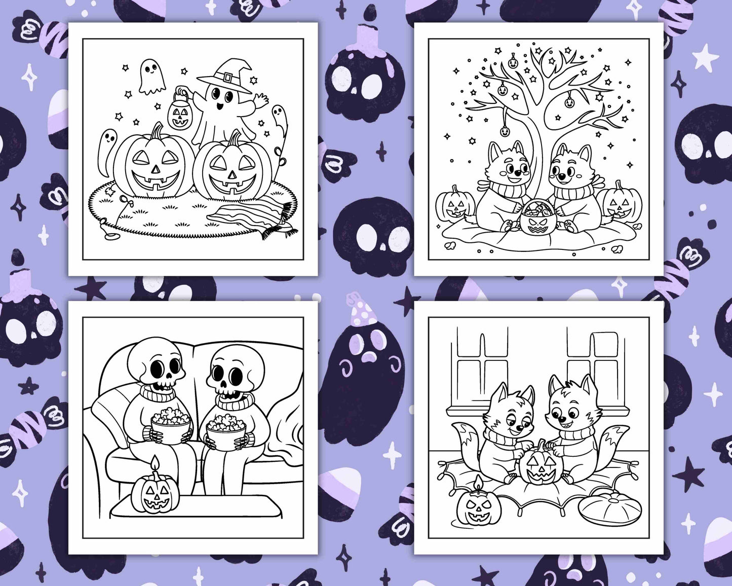 117 Bold and Easy Spooky Besties Halloween Coloring Pages