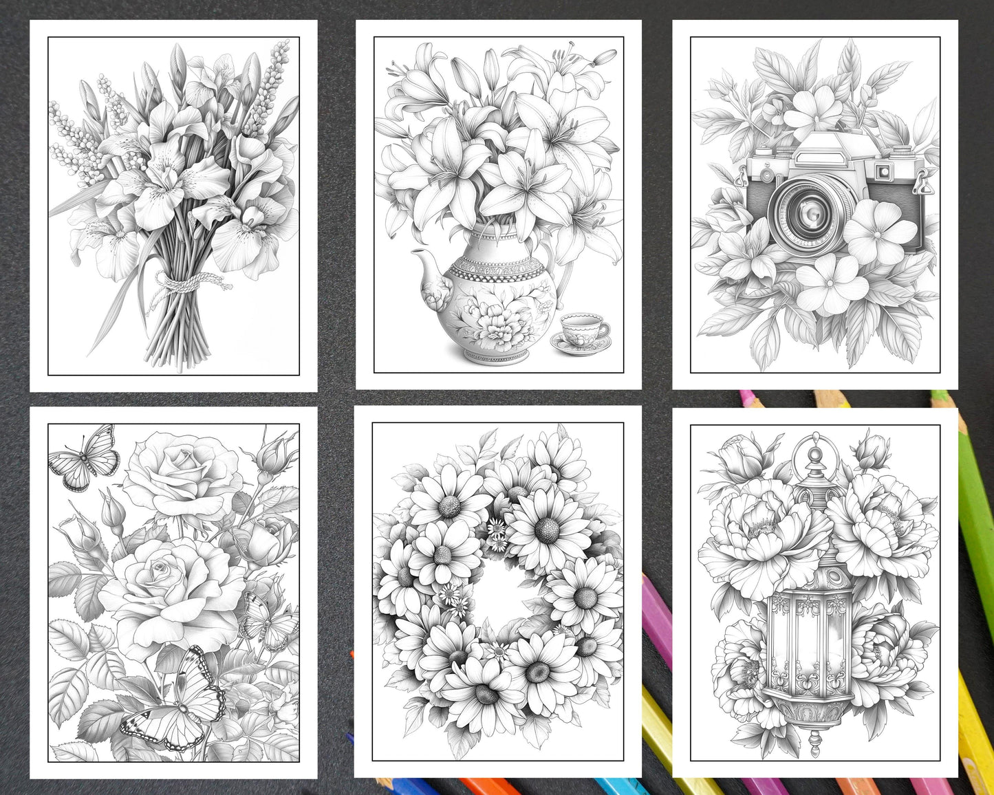 101 Tranquil Blooms Adult Coloring Pages Printable PDF Instant Download