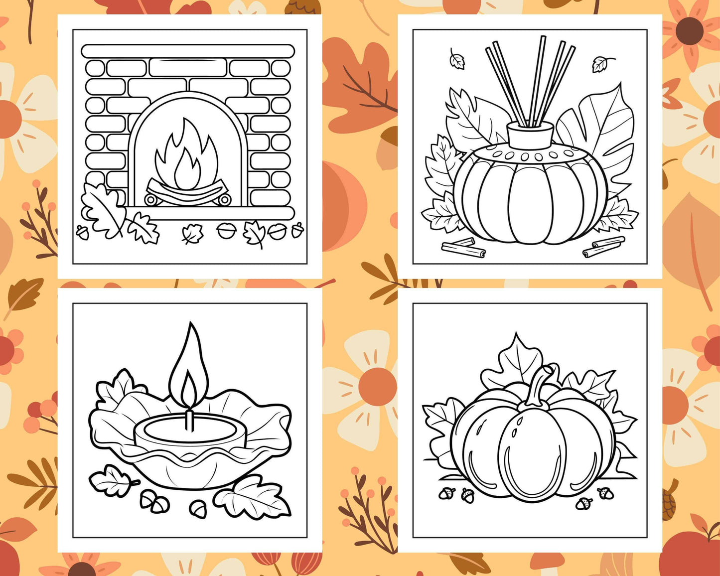 76 Bold and Easy Fall Vibes Coloring Pages Printable PDF Instant Download
