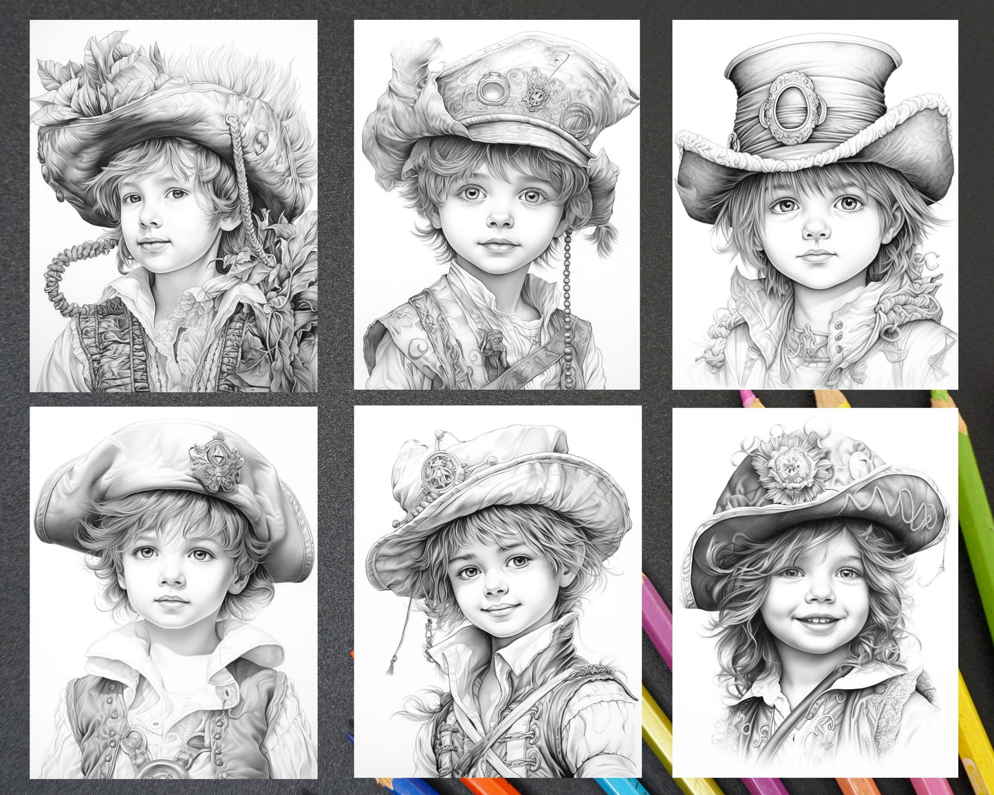 55 Adorable Pirates Grayscale Coloring Pages Printable for Adults, PDF File Instant Download