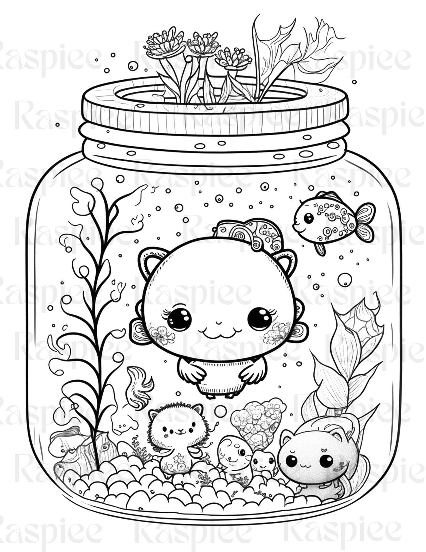 100 Animal in Jar Coloring Pages, Printable Coloring Pages for Kids and Adults, Printable PDF File Instant Download