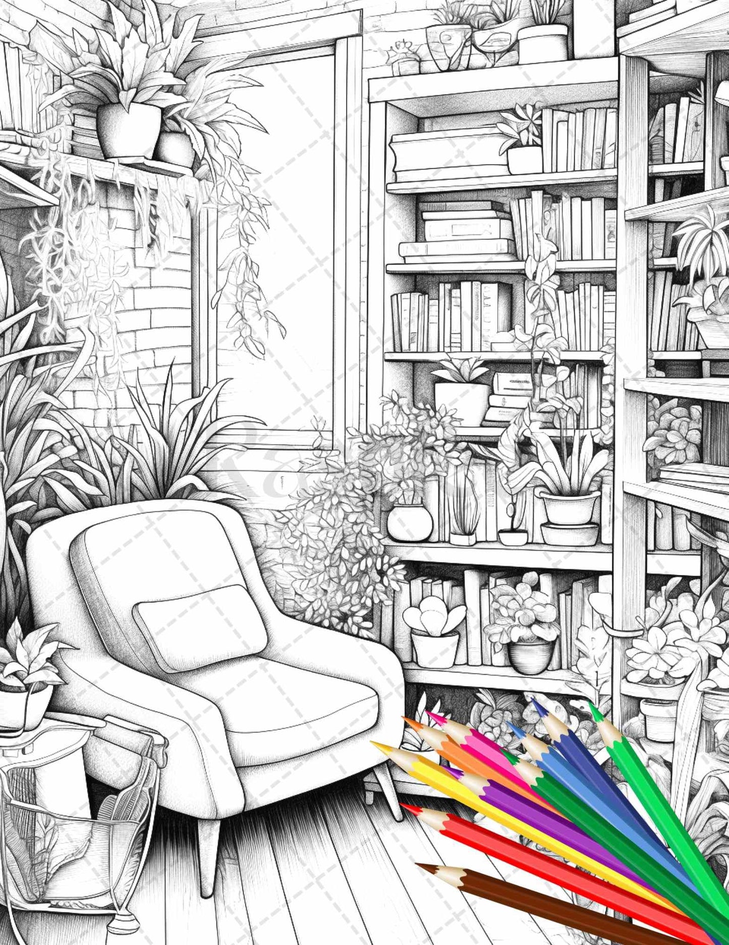 38 Indoor Houseplants Coloring Pages Printable for Adults, Grayscale Coloring Page, PDF File Instant Download