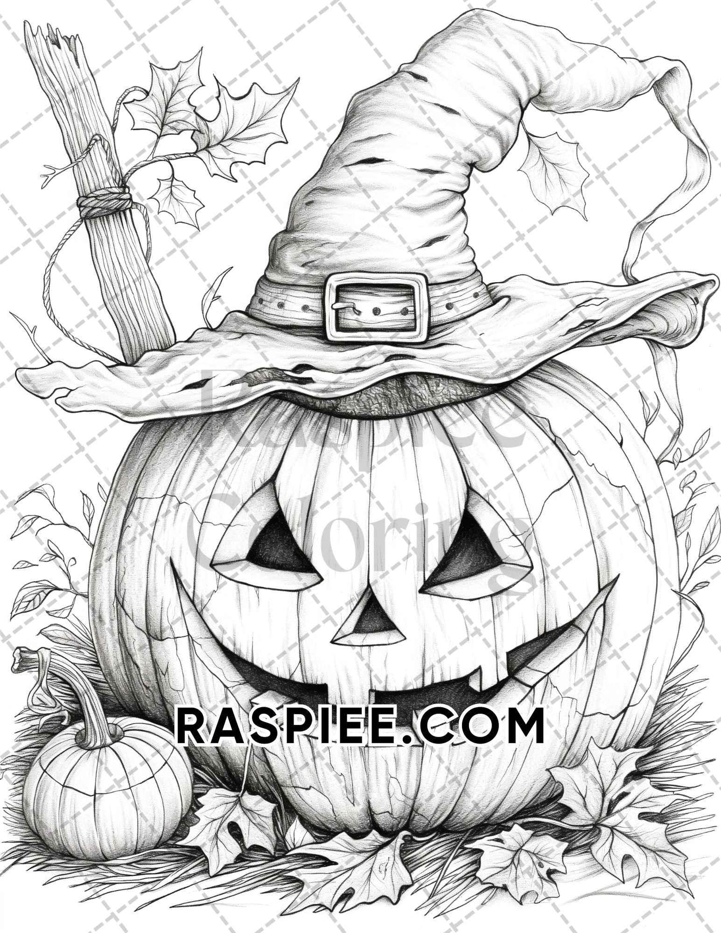 Spooky Pumpkin Halloween Adult Coloring Pages Printable PDF Instant Download