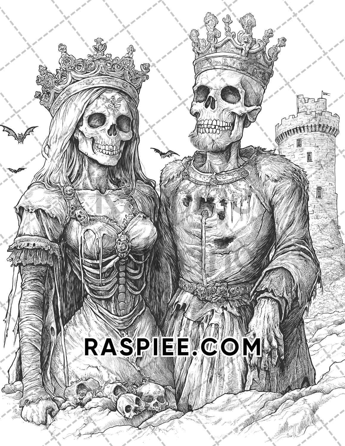 Scary Zombies Halloween Adult Coloring Pages Printable PDF Instant Download