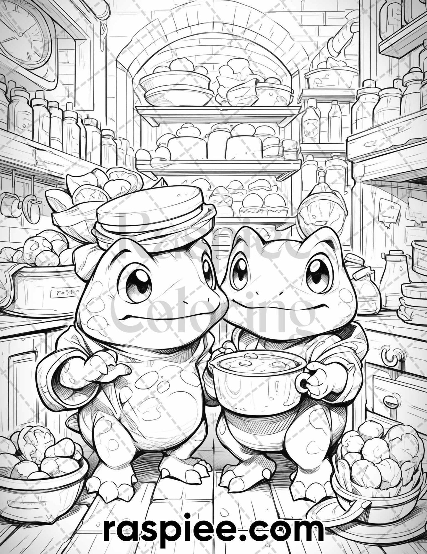 50 The Frog Kingdom Grayscale Coloring Pages for Adults, Printable PDF Instant Download