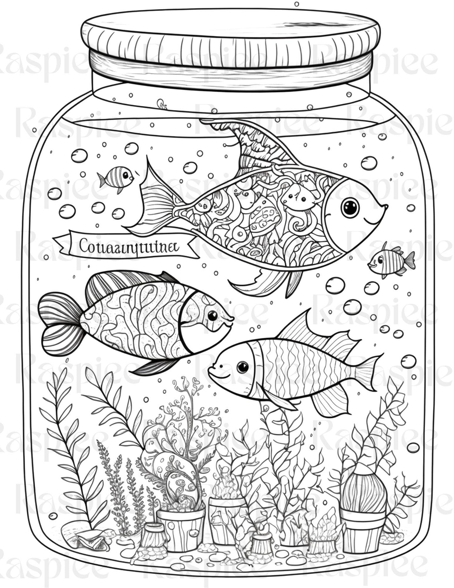 100 Animal in Jar Coloring Pages, Printable Coloring Pages for Kids and Adults, Printable PDF File Instant Download