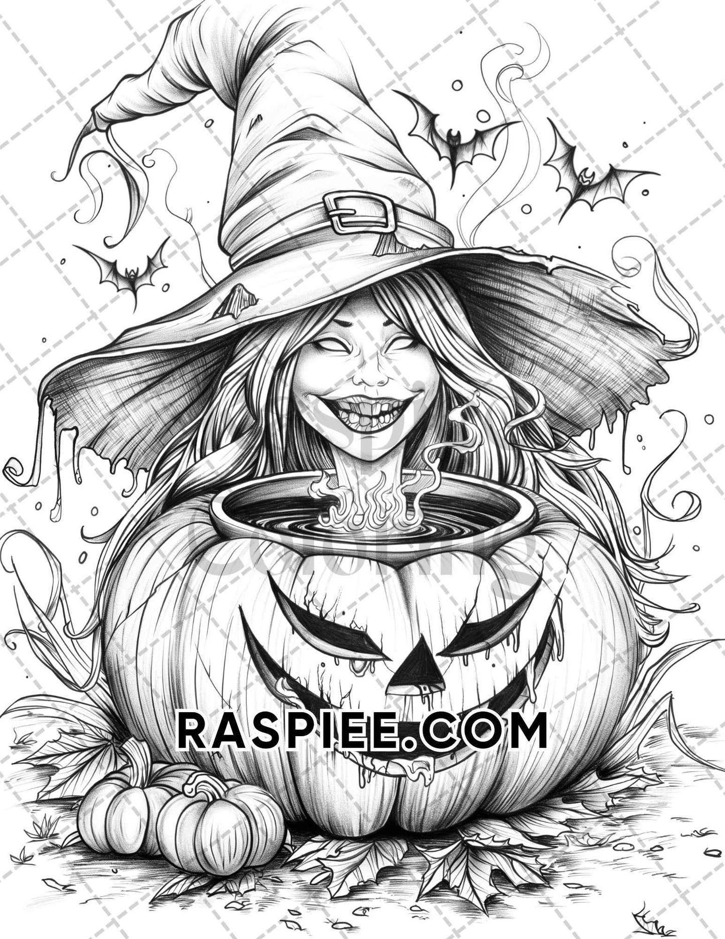 Spooky Pumpkin Halloween Adult Coloring Pages Printable PDF Instant Download