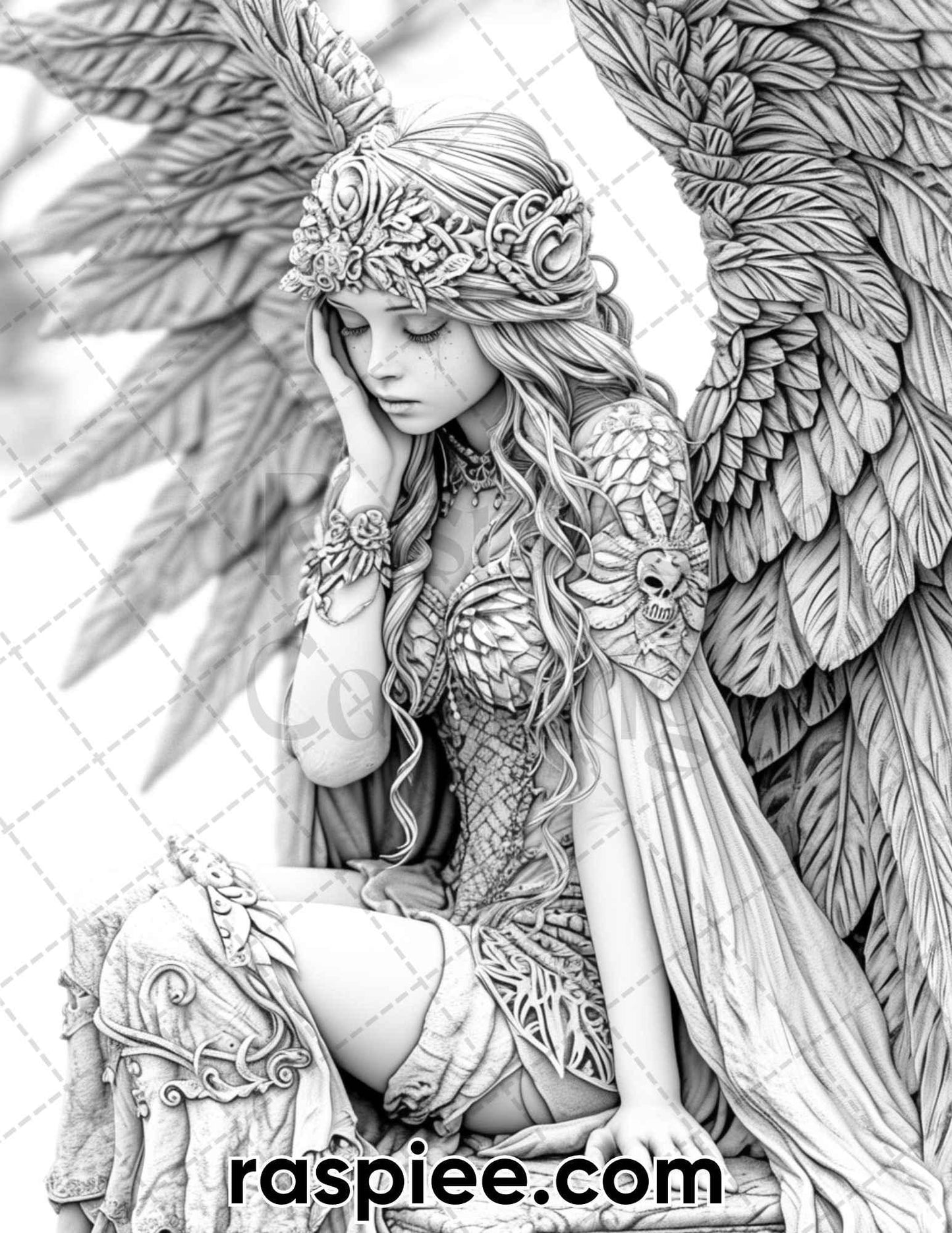 55 Gothic Valentines Day Grayscale Adult Coloring Pages, Printable PDF Instant Download