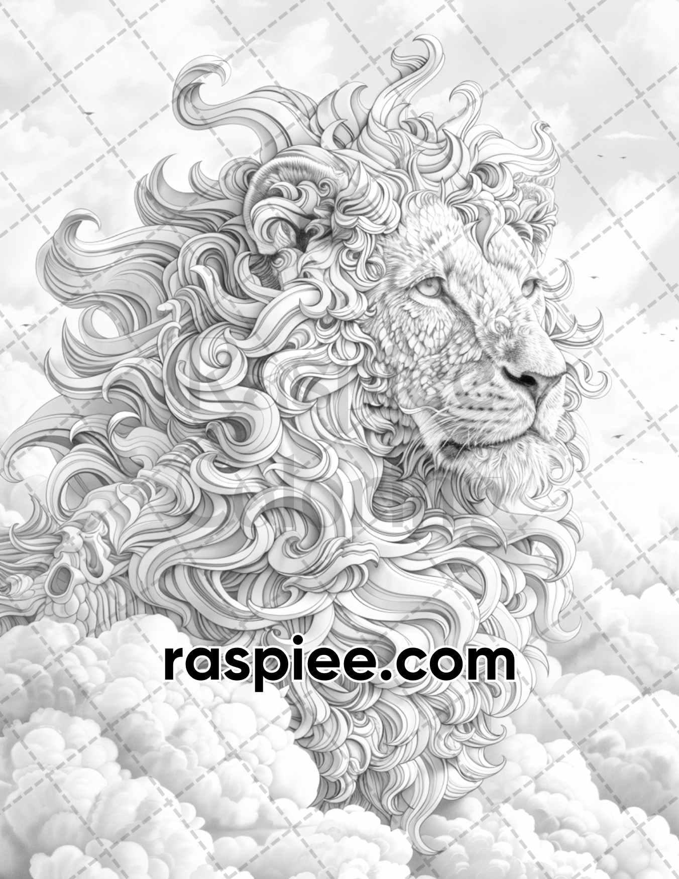 80 Fantasy Animal Cloud Grayscale Adult Coloring Pages, Printable PDF Instant Download