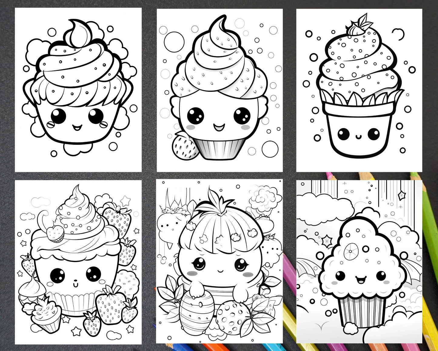 200 Kawaii Food Coloring Pages for Kids, Fun Homeschool Activities, Printable PDF Instant Download