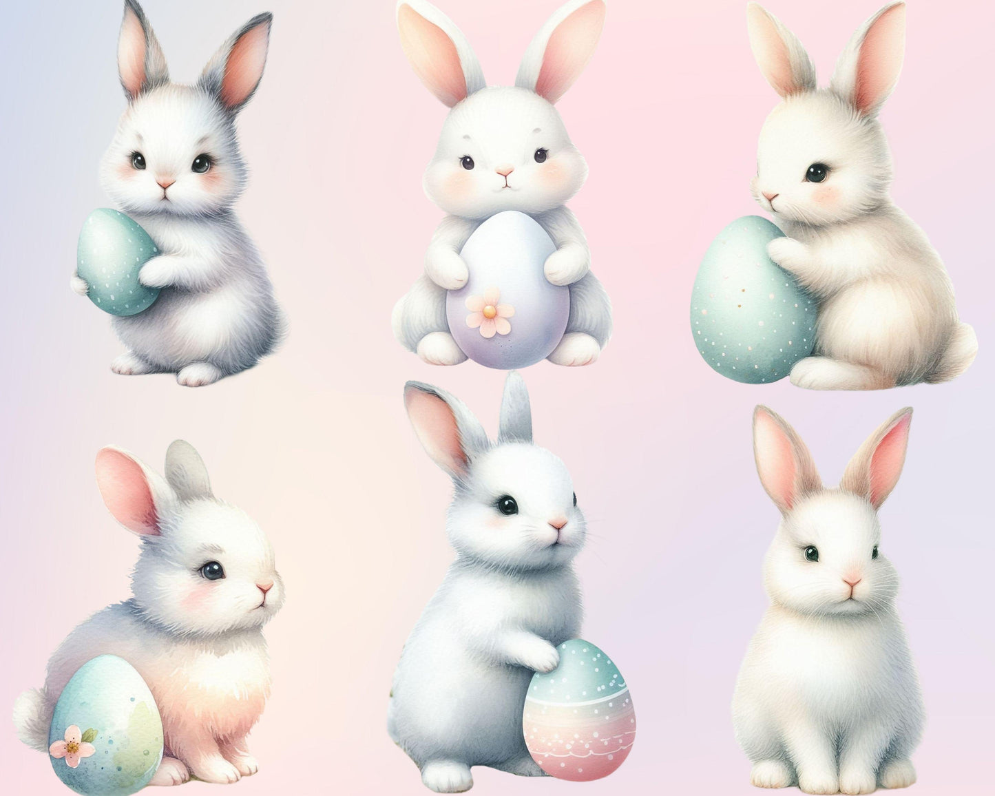 Charming Pastel Easter Clipart Bundle, 34 PNG High-Res Files for Commercial Use