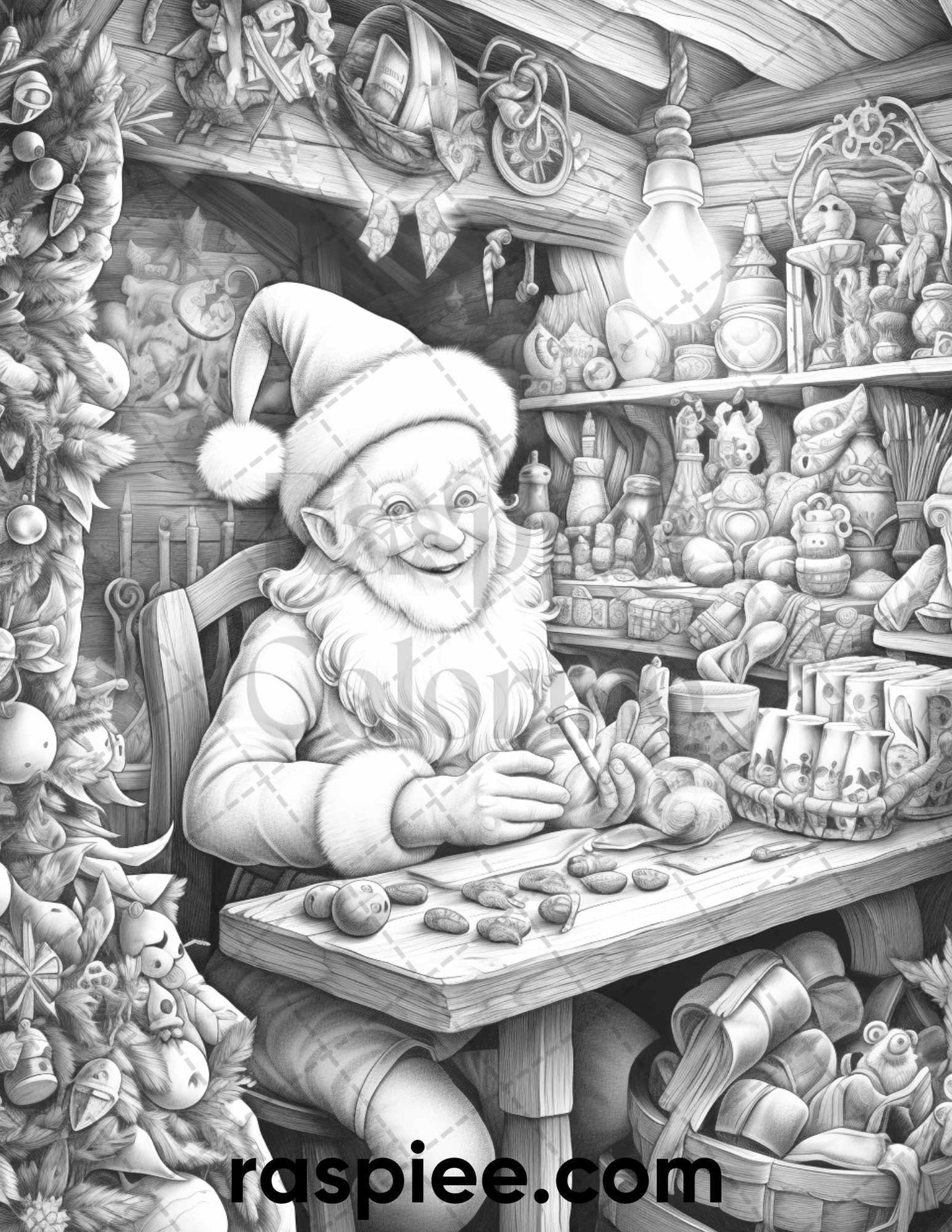 60 Merry Christmas Grayscale Coloring Pages Printable for Adult, Holiday Relaxation Art, PDF File Instant Download