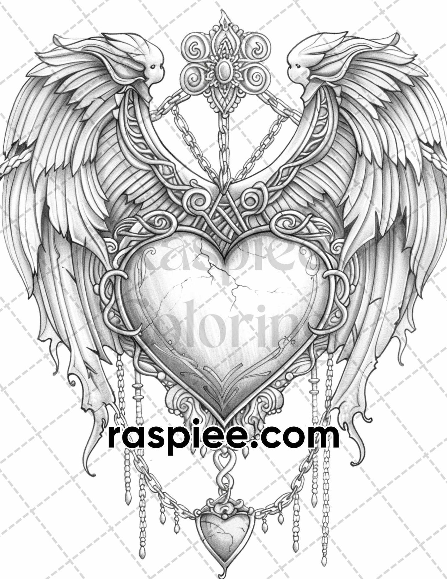 66 Intricate Gothic Tattoos Grayscale Adult Coloring Pages, Printable PDF Instant Download