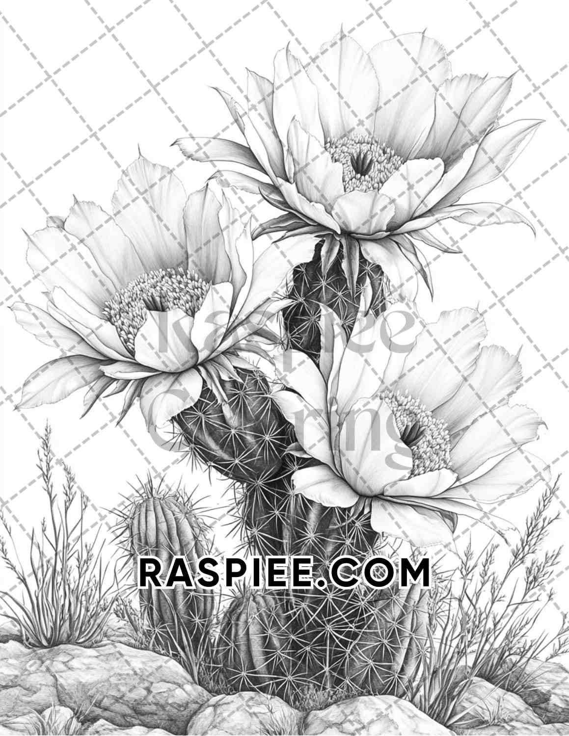 Succulent Blossoms Adult Coloring Pages Printable PDF Instant Download