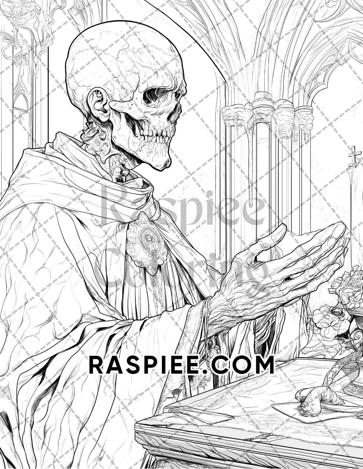 Scary Zombies Halloween Adult Coloring Pages Printable PDF Instant Download