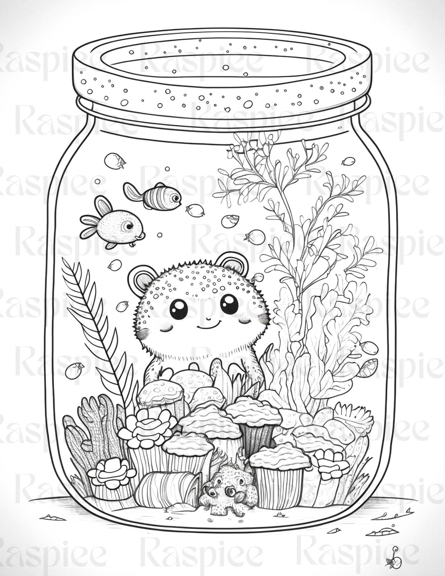 100 Animal in Jar Coloring Pages, Printable Coloring Pages for Kids and Adults, Printable PDF File Instant Download
