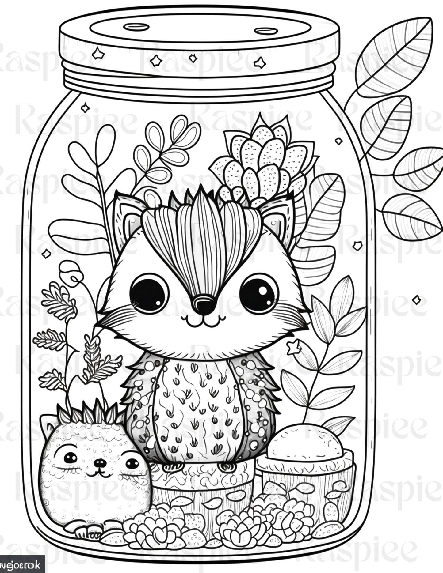 100 Animal in Jar Coloring Pages, Printable Coloring Pages for Kids and Adults, Printable PDF File Instant Download