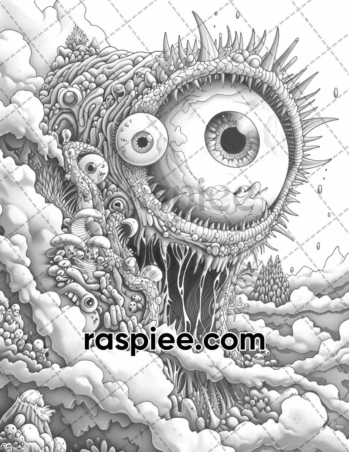 110 Surreal Creatures Grayscale Adult Coloring Pages Vol.2 Printable PDF Instant Download