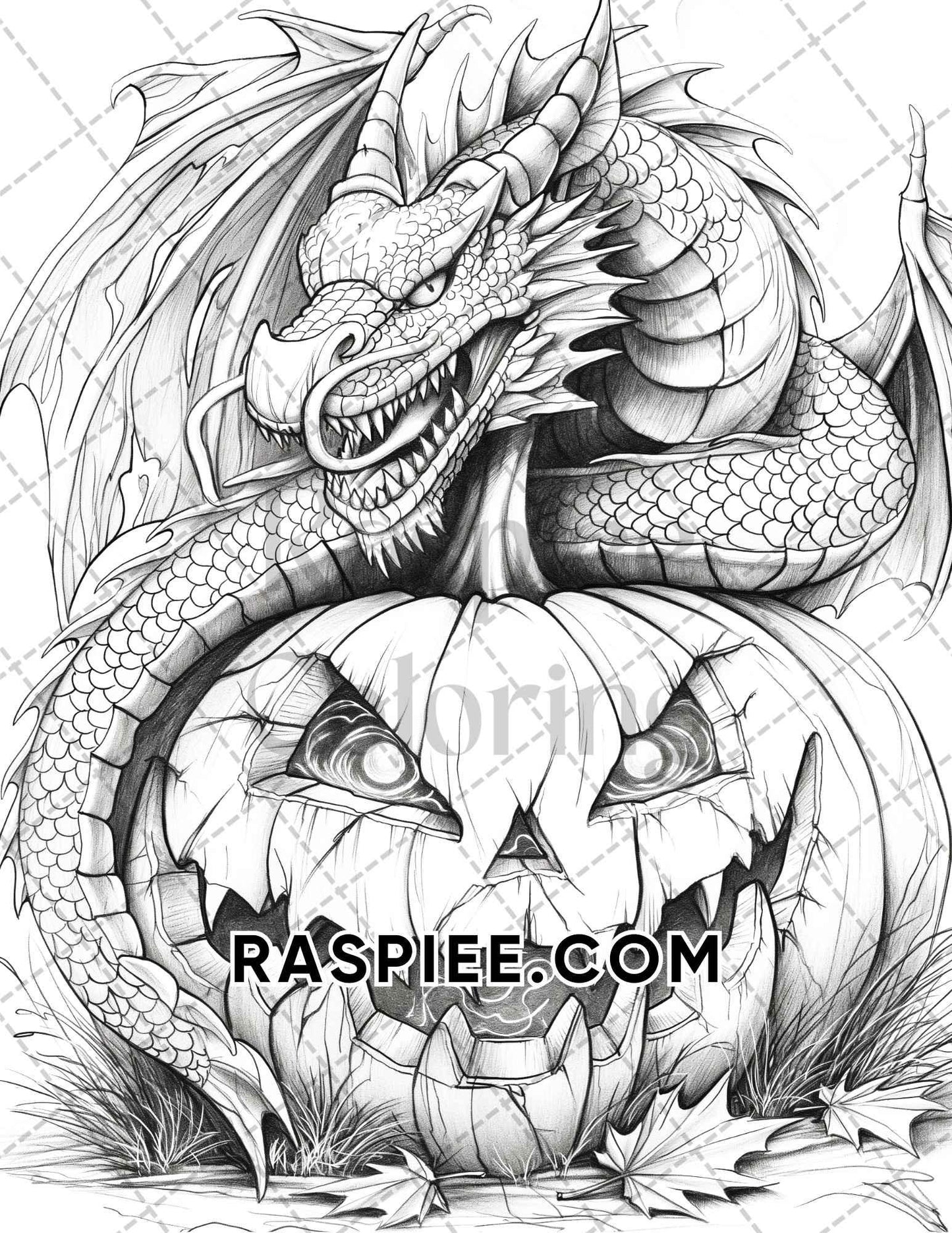 Spooky Pumpkin Halloween Adult Coloring Pages Printable PDF Instant Download