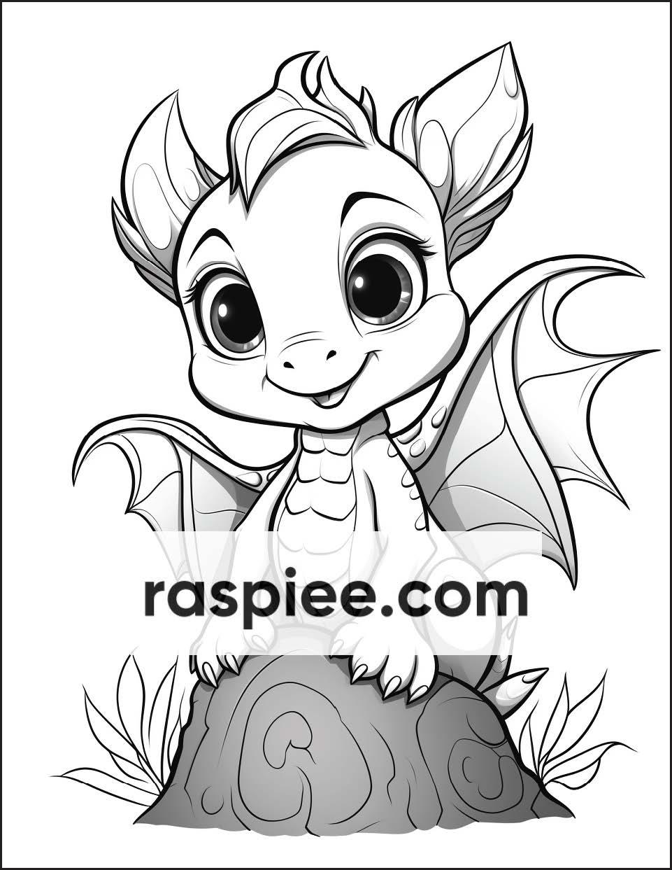 200 Woodland Baby Dragons Coloring Pages for Kids, Printable PDF Instant Download