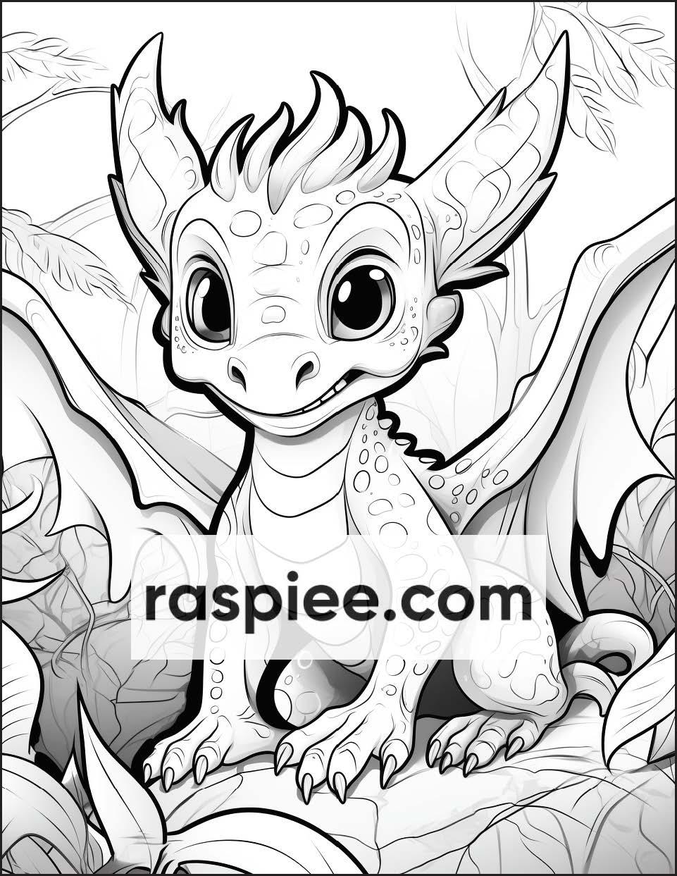 200 Woodland Baby Dragons Coloring Pages for Kids, Printable PDF Instant Download