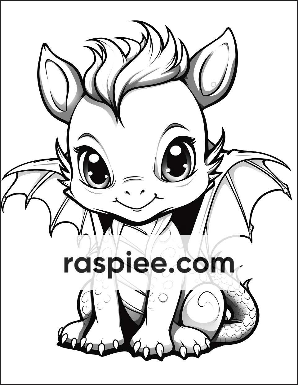 200 Woodland Baby Dragons Coloring Pages for Kids, Printable PDF Instant Download