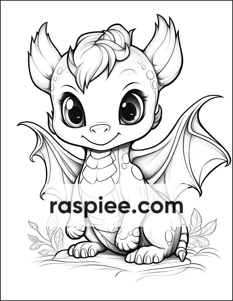 200 Woodland Baby Dragons Coloring Pages for Kids, Printable PDF Instant Download