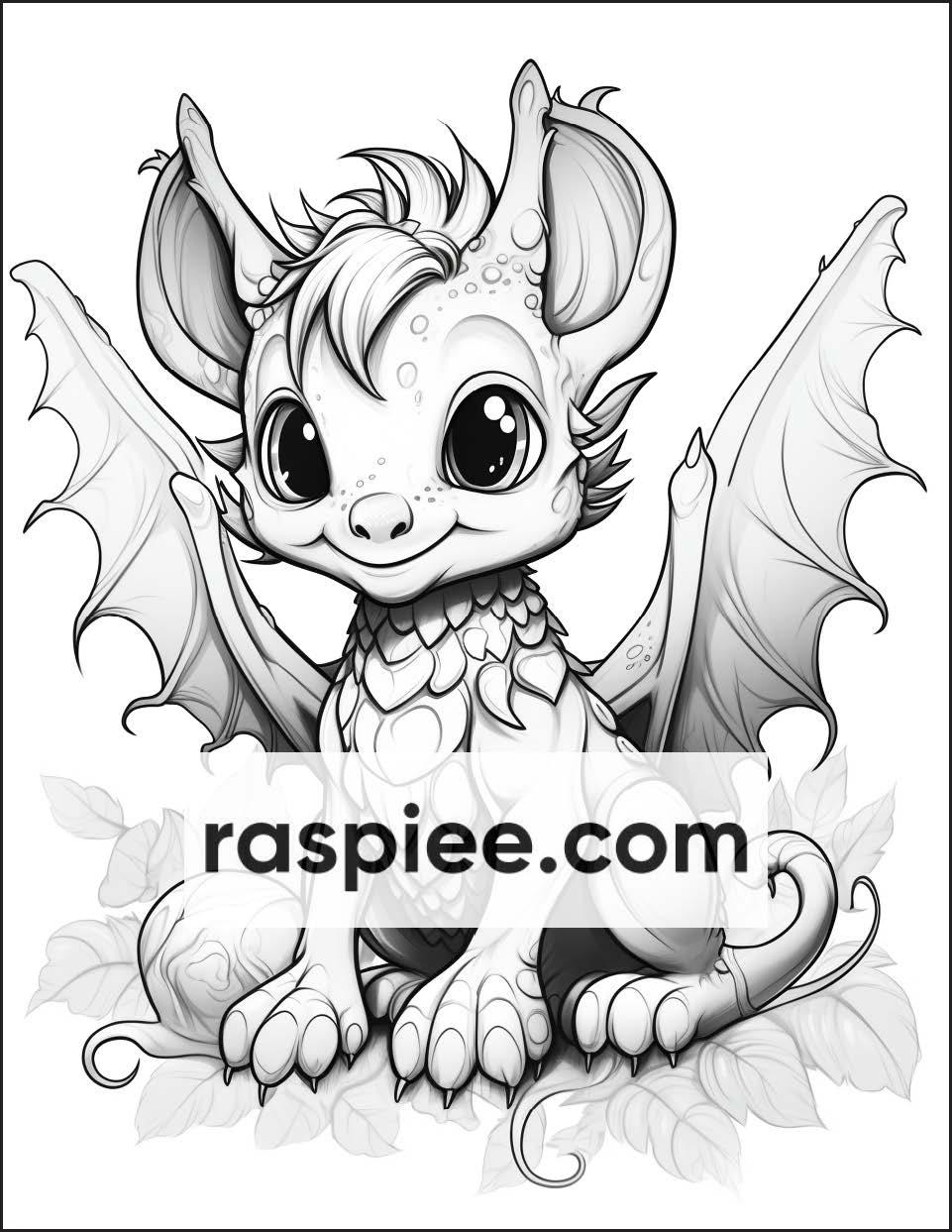 200 Woodland Baby Dragons Coloring Pages for Kids, Printable PDF Instant Download