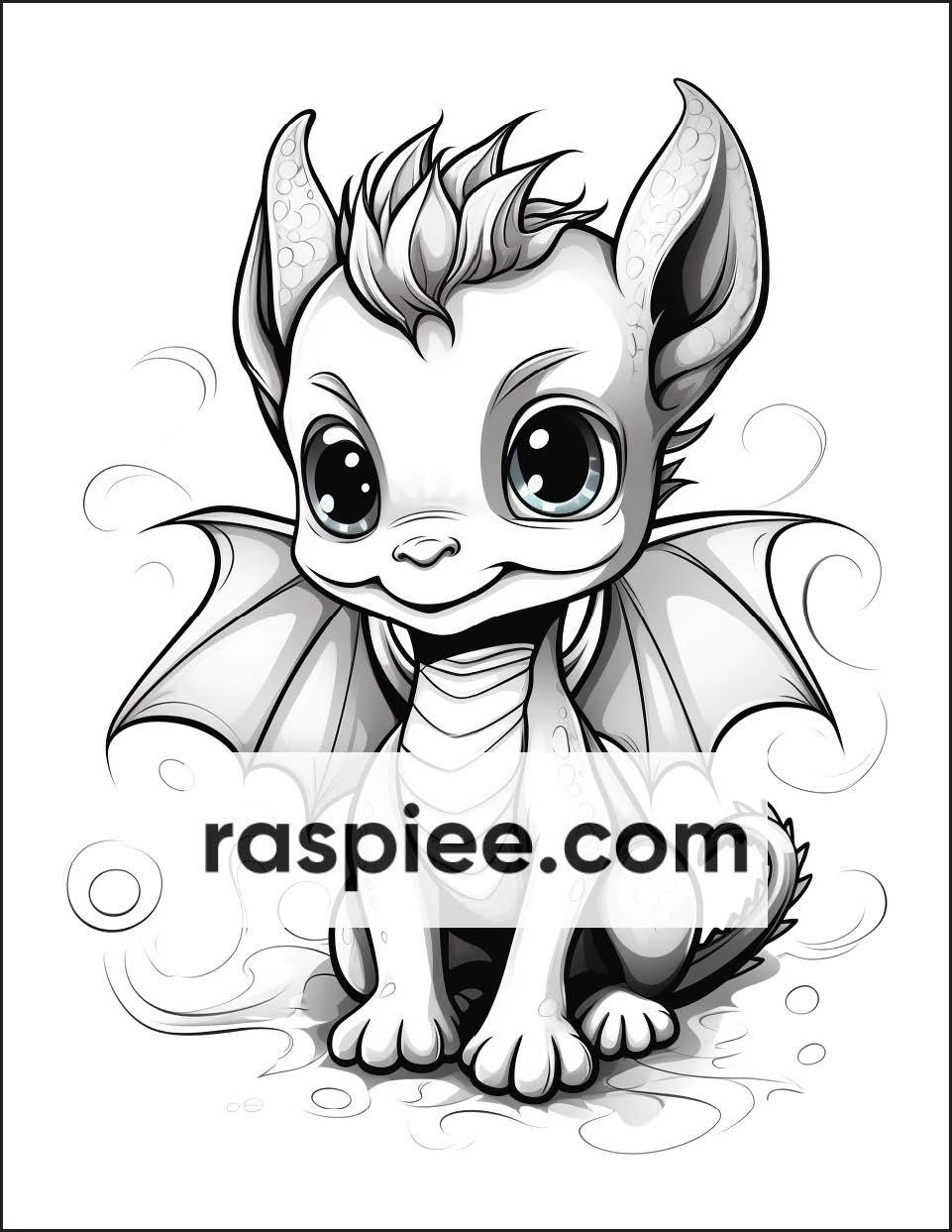200 Woodland Baby Dragons Coloring Pages for Kids, Printable PDF Instant Download