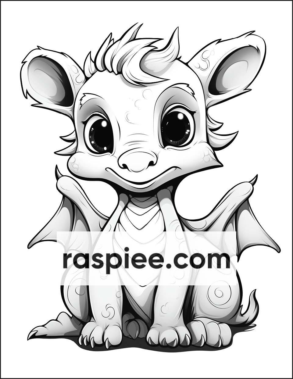200 Woodland Baby Dragons Coloring Pages for Kids, Printable PDF Instant Download