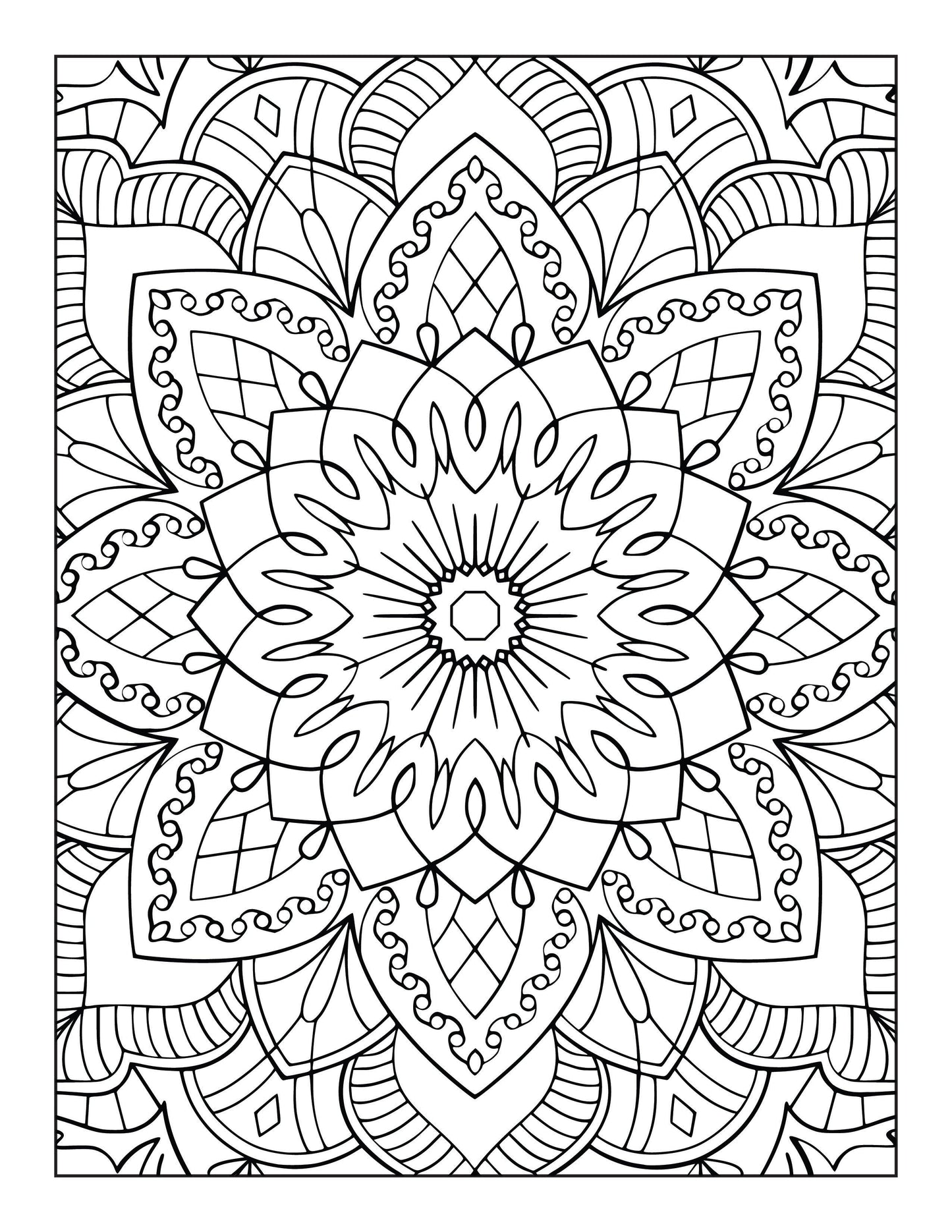 60 Free Mandala Adult Coloring Pages Printable PDF Instant Download