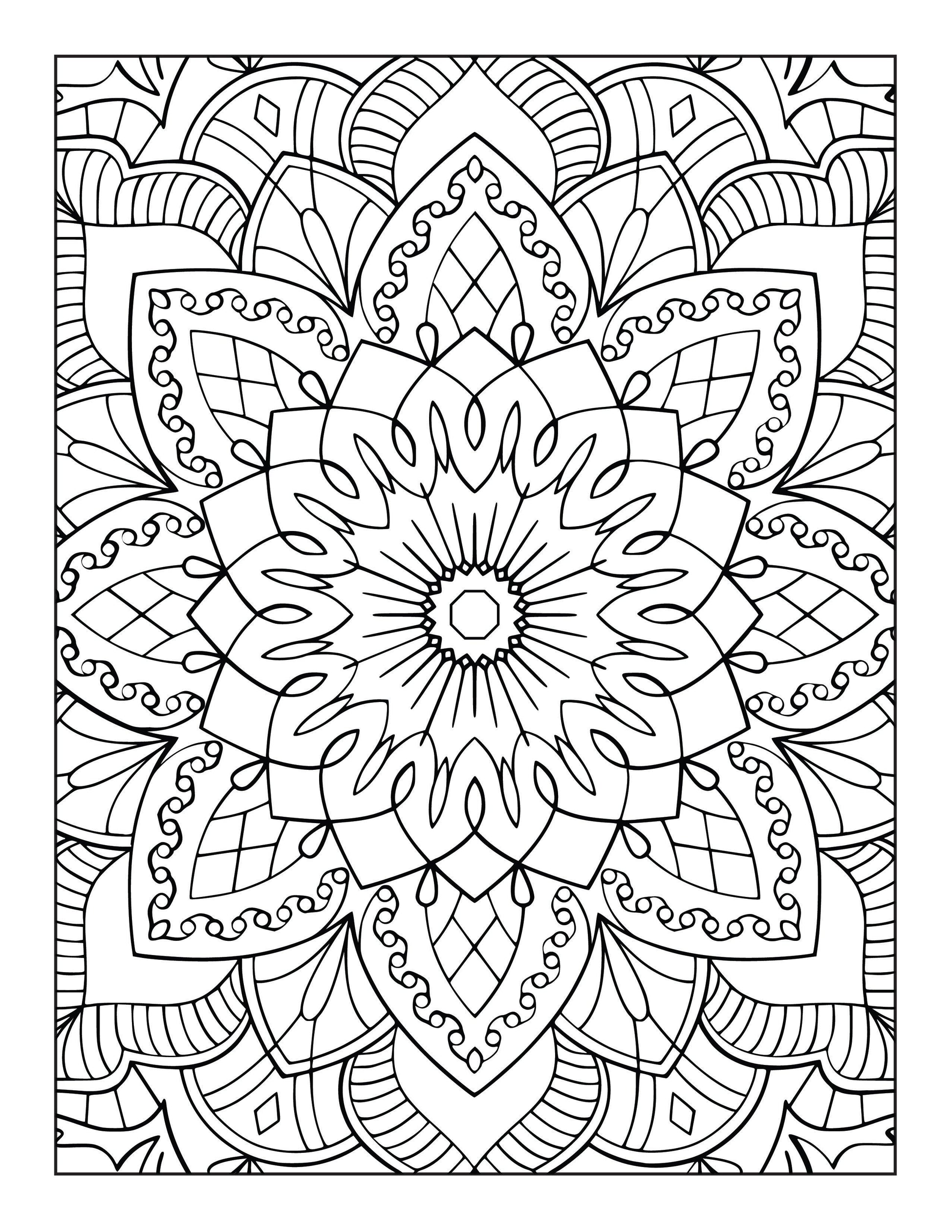 60 Free Mandala Adult Coloring Pages Printable PDF Instant Download