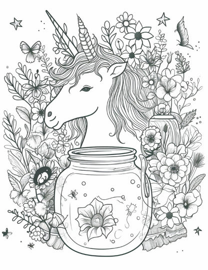 64 Life Inside Jar Printable Coloring Pages for Adults, Grayscale Coloring Book, Printable PDF File Download