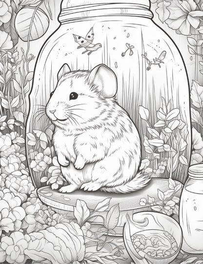 64 Life Inside Jar Printable Coloring Pages for Adults, Grayscale Coloring Book, Printable PDF File Download