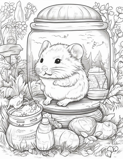 64 Life Inside Jar Printable Coloring Pages for Adults, Grayscale Coloring Book, Printable PDF File Download