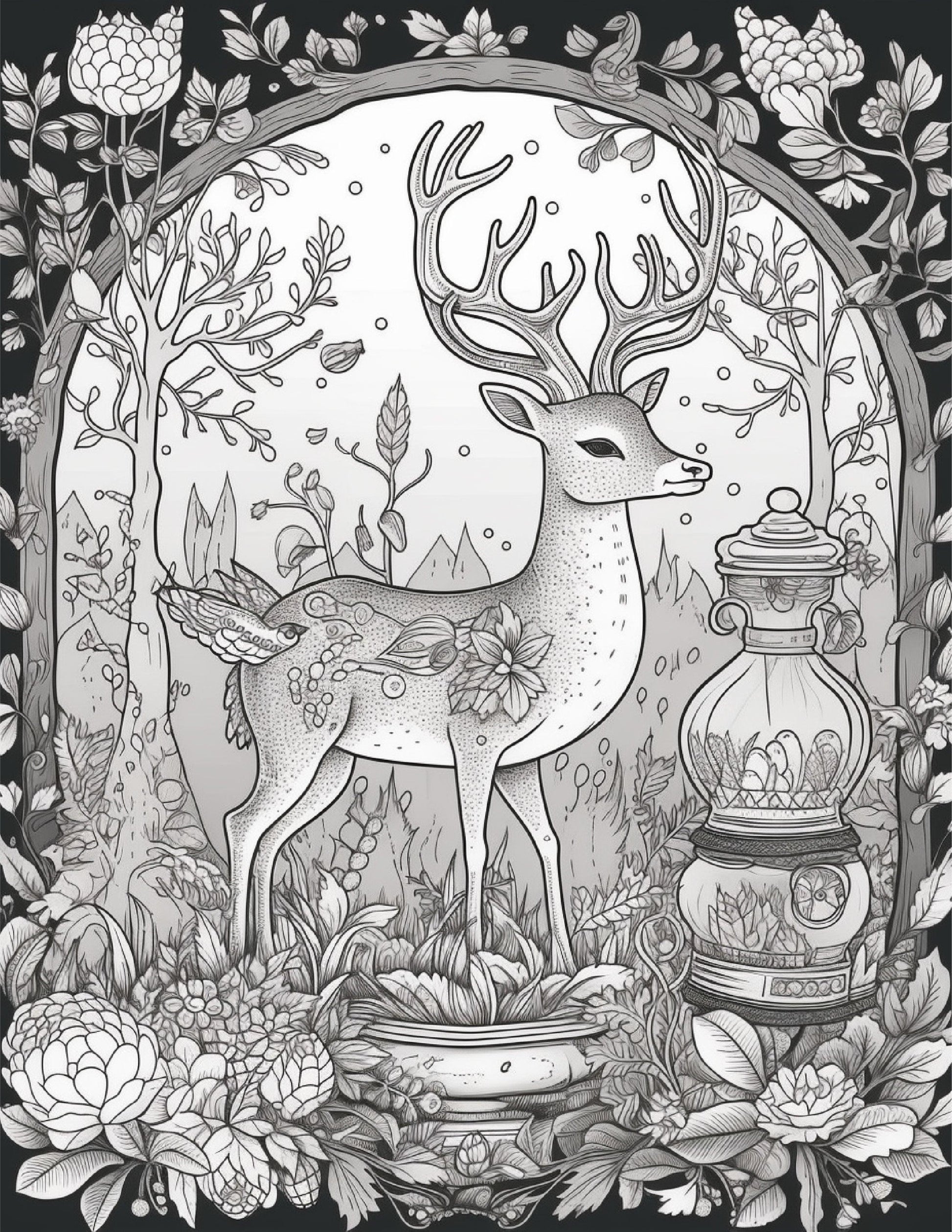 64 Life Inside Jar Printable Coloring Pages for Adults, Grayscale Coloring Book, Printable PDF File Download