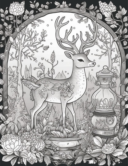 64 Life Inside Jar Printable Coloring Pages for Adults, Grayscale Coloring Book, Printable PDF File Download