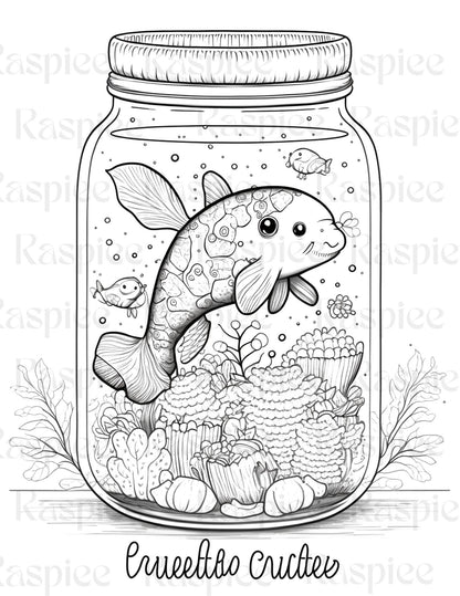 100 Animal in Jar Coloring Pages, Printable Coloring Pages for Kids and Adults, Printable PDF File Instant Download