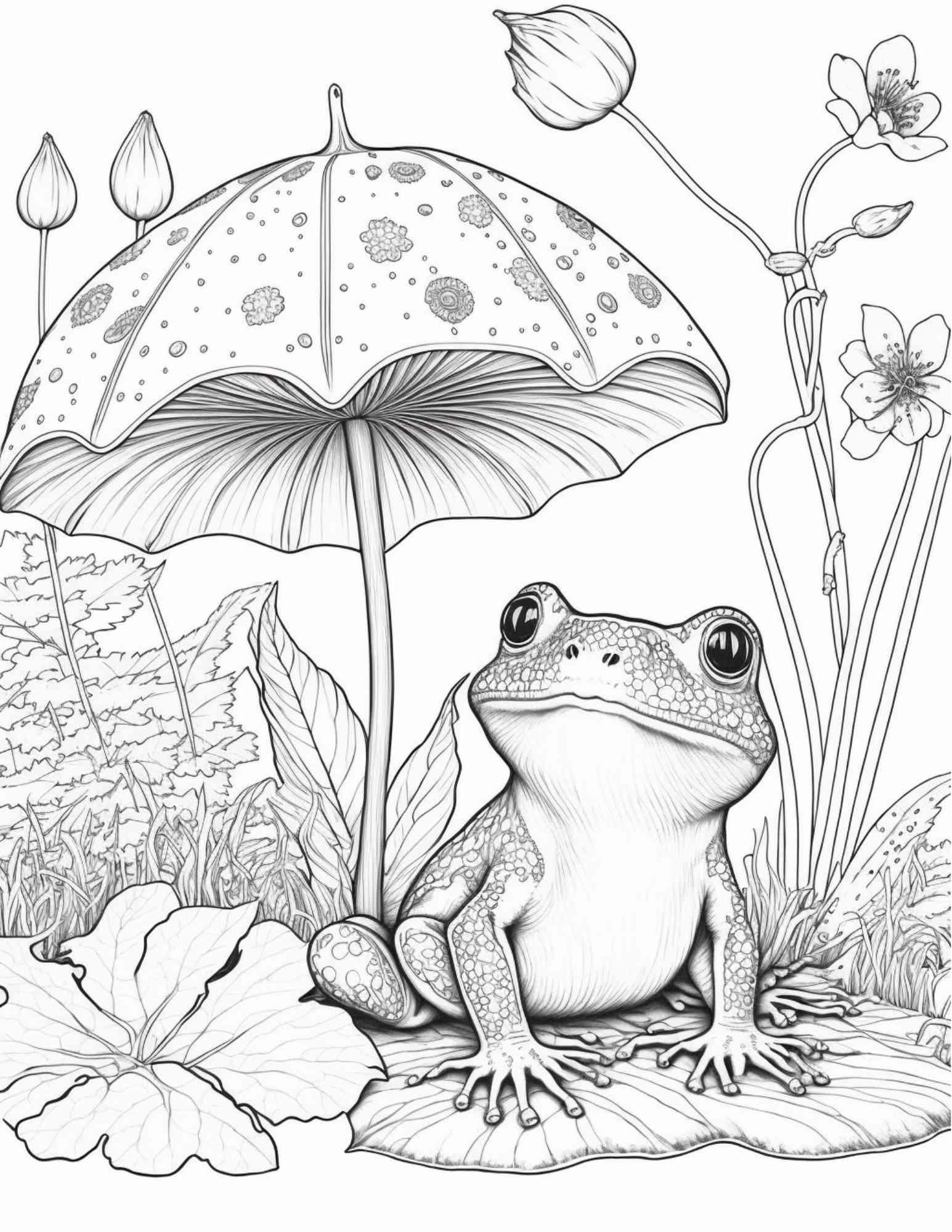 100 Mushroom Forest Coloring Pages Printable for Adults and Kids, Grayscale Coloring Book, Printable PDF File Instant Download