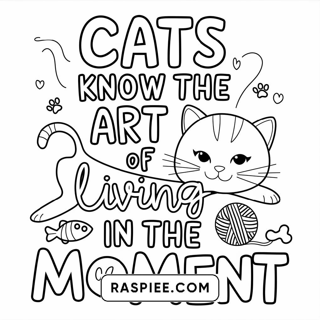 100 Bold and Easy Cute Cats Coloring Pages