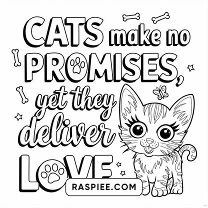 100 Bold and Easy Cute Cats Coloring Pages