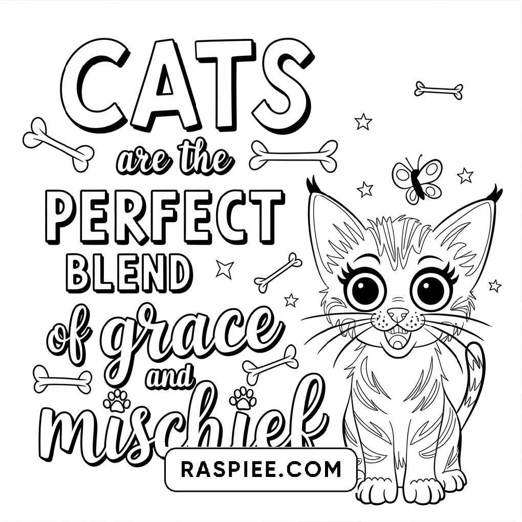 100 Bold and Easy Cute Cats Coloring Pages